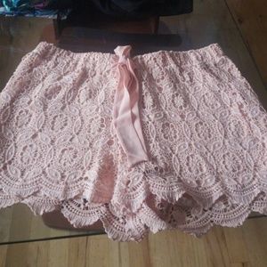 Light pink, lace shorts